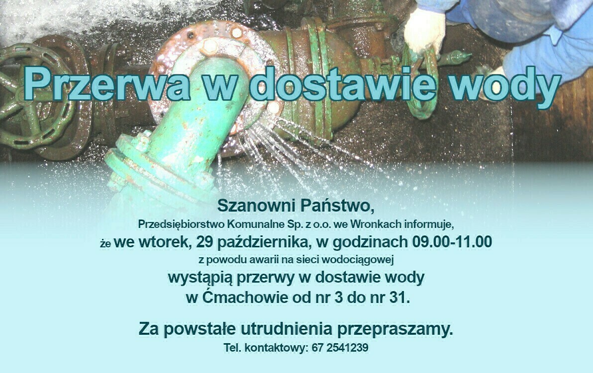 Zdjęcie do Ćmachowo, przerwa w dostawie wody