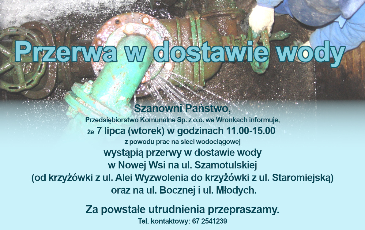 Przerwa w dostawie wody - komunikat