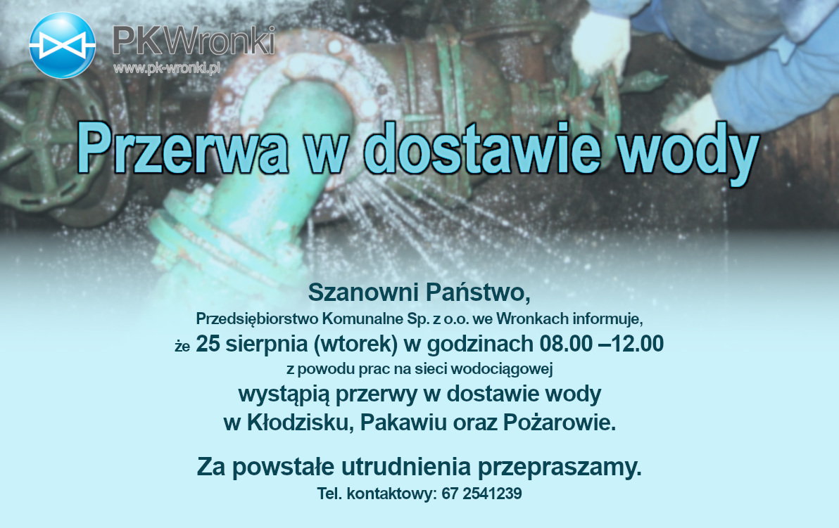 Przerwa w dostawie wody - komunikat