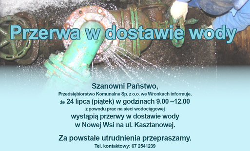 Przerwa w dostawie wody - komunikat