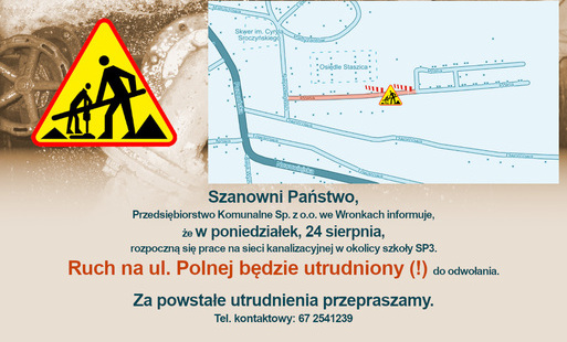 Utrudnienia w ruchu na ul. Polnej